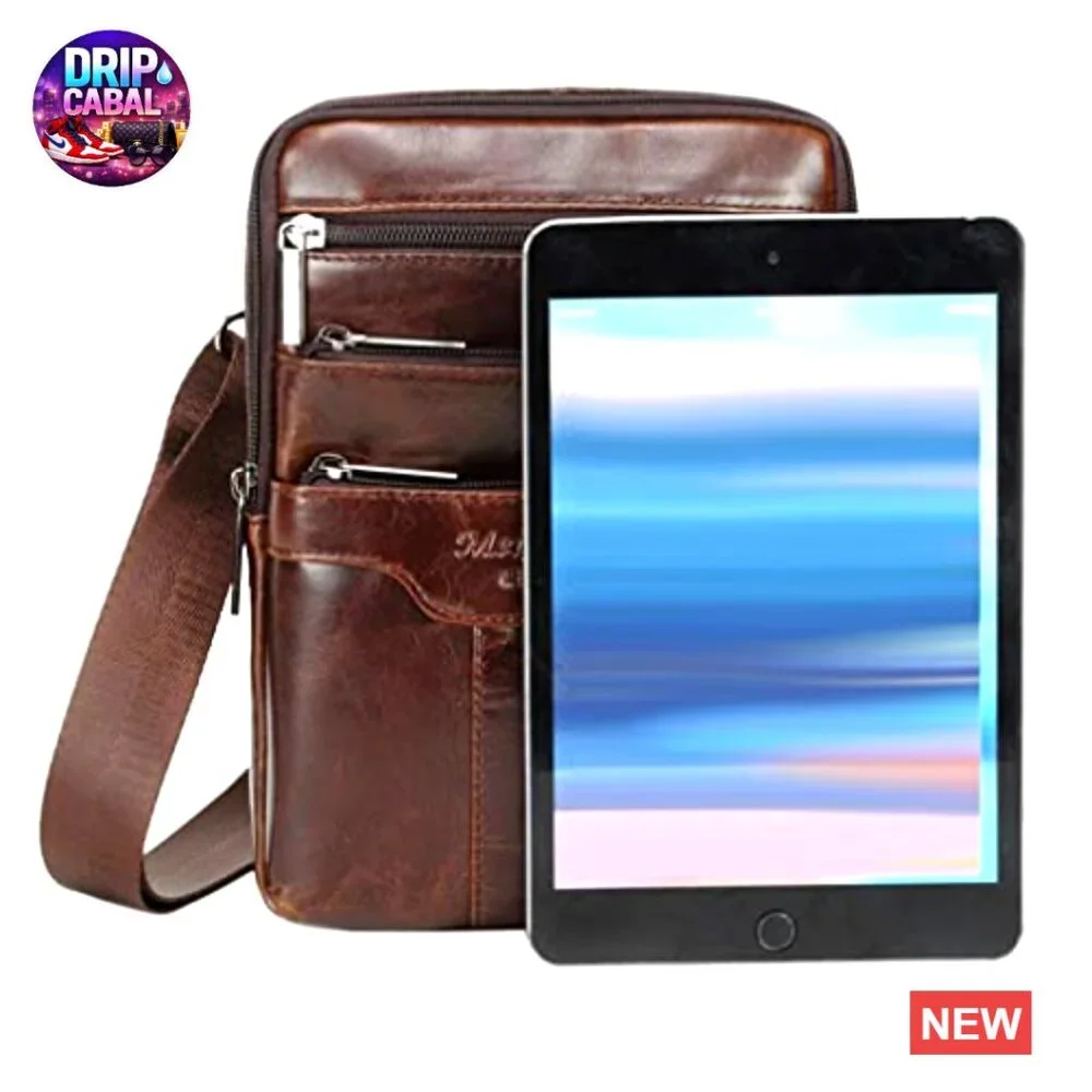 Genuine Leather Messenger Bag Crossbody Shoulder Sling Pack